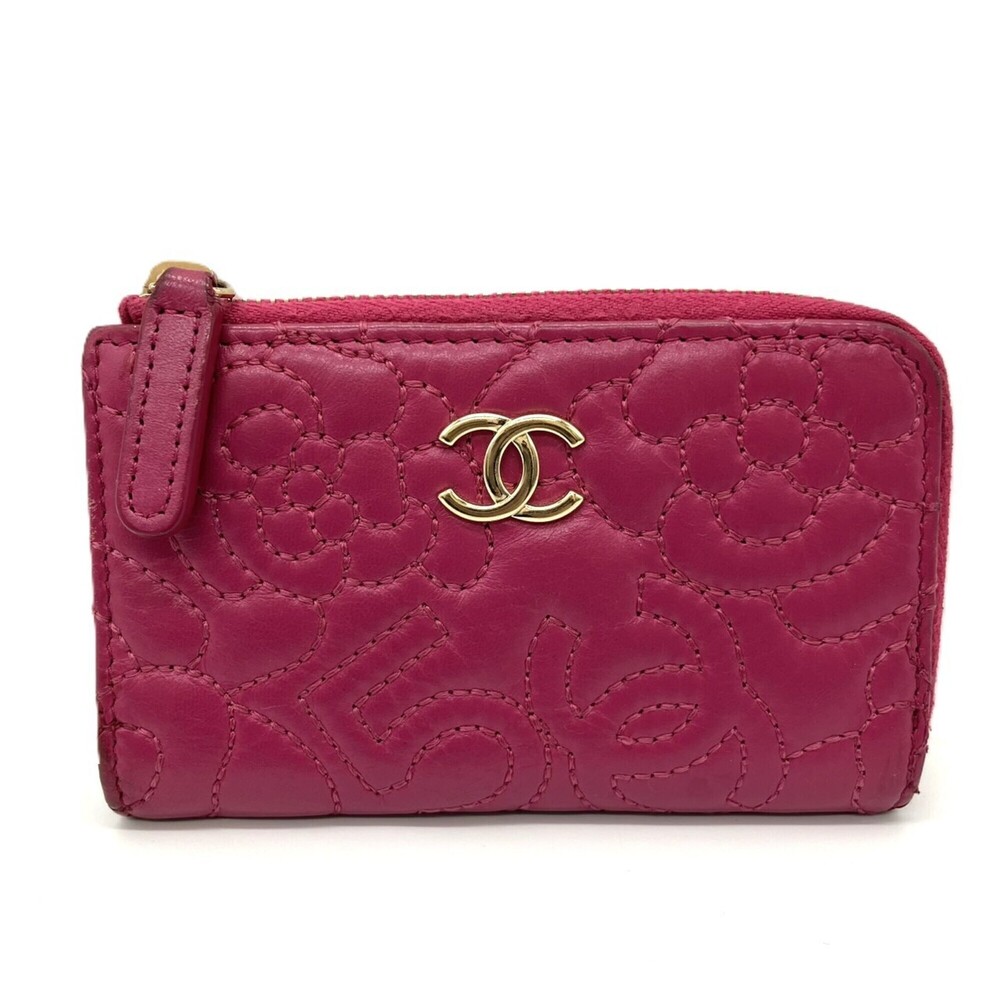 Chanel Camellia No. 5 Coin Case, Lambskin, Pink, A70610 CHANEL